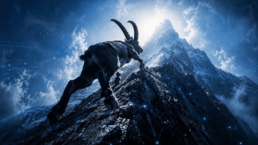 An ibex on steep mountain terrain